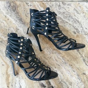 Guess Strappy Heels W/ Gold Detailing, Worn Once